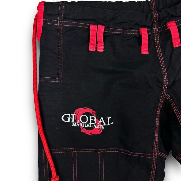 Global Martial Arts Jui Jitsu Gi Pants Drawstring Waist Black Red Size A-0 - Picture 5 of 9